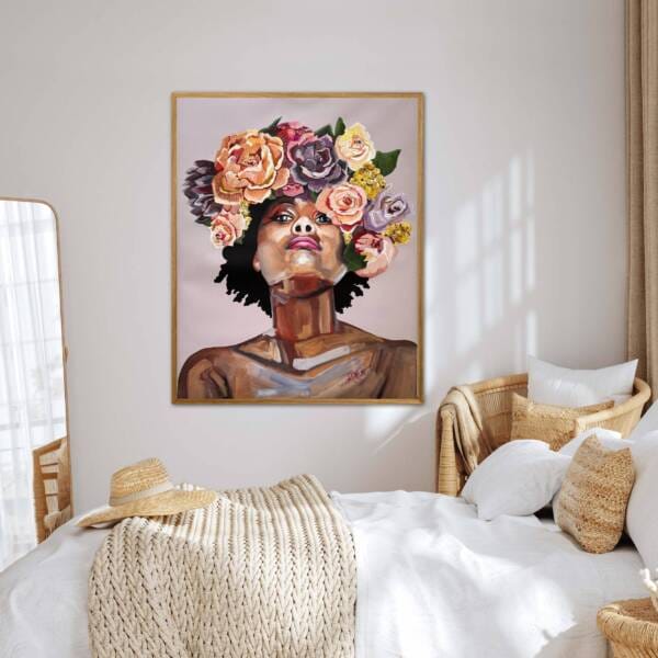 black woman with flower crown